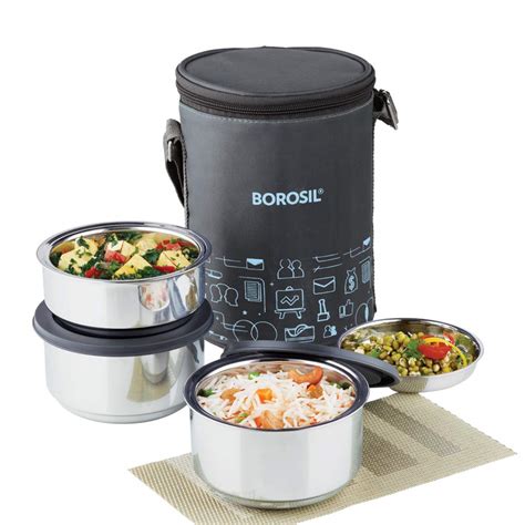 borosil steel lunch box set of 3|Borosil catalogue.